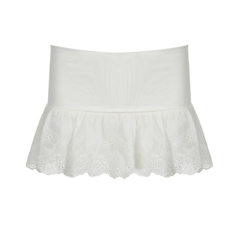 Stretchy Double-layer Lace Figure-flattering Dance Mini Skirt