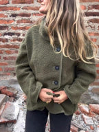 Button Furry Coat Lapel Button Loose And Warm Fleece Shirt