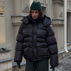 Women's Cottonpadded Overcoat Jacket Square Pocket Cushion Warm Hooded Cotton