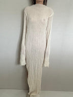 Solid Color Long Sleeve Slit Maxi Dress