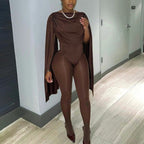 Solid Color Casual Slim-fitting Patchwork Long Sleeve Open Arm Mesh Long Conjoined Trousers