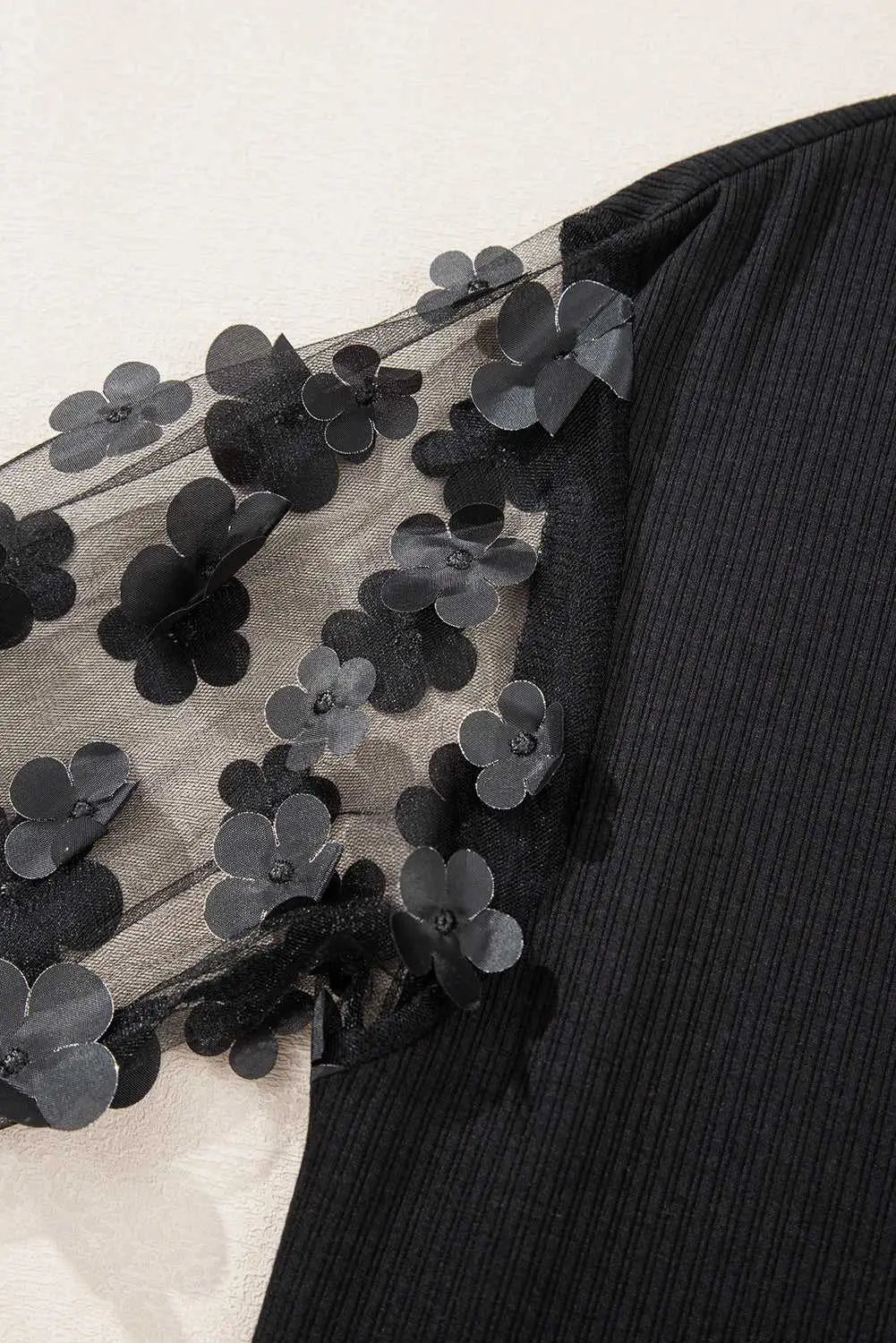 Flower Applique Mesh Sheer Elegant Blouse Women UK