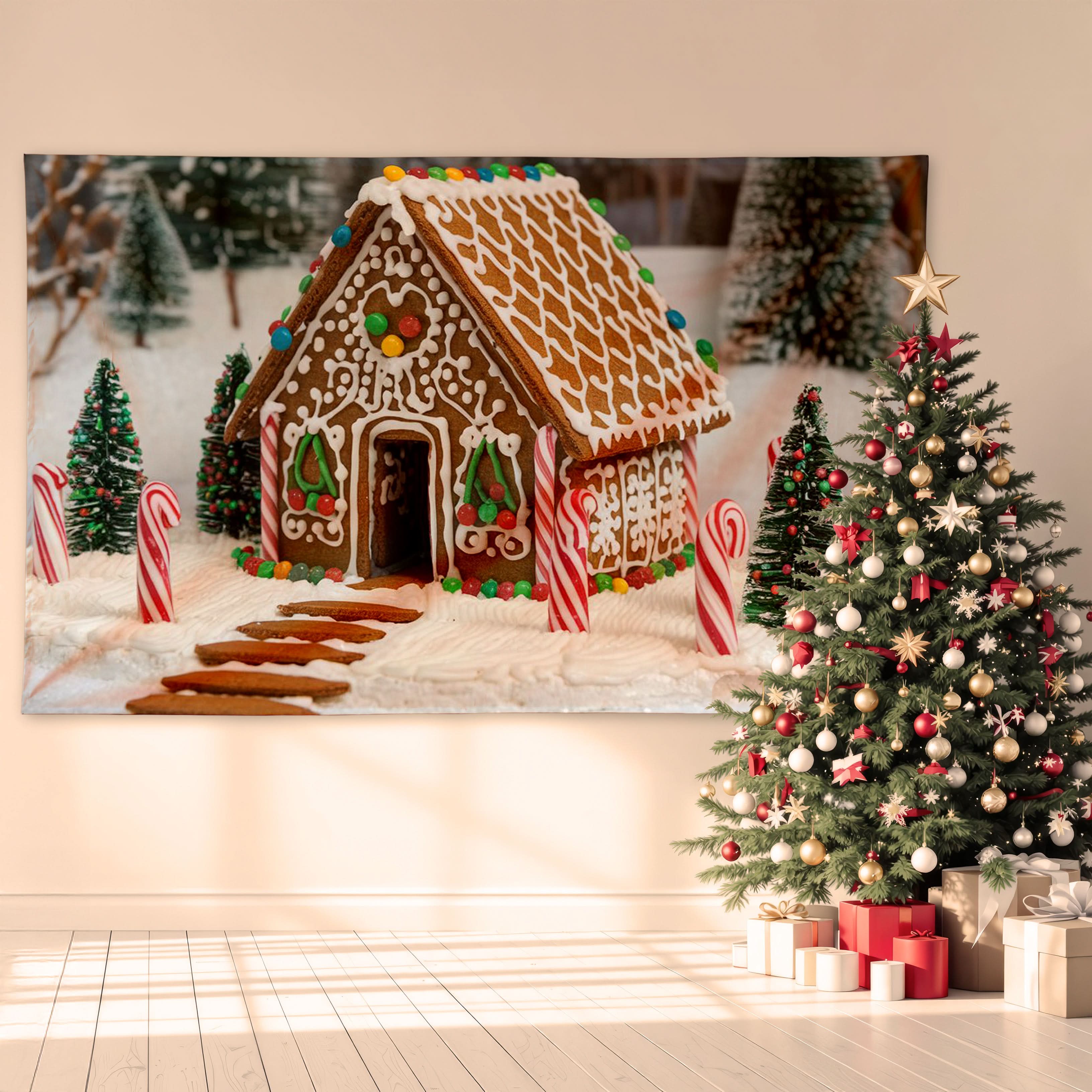 Gingerbread house - 8ft x5ft Christmas Festive Backdrop Banner