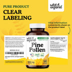 Wild & Organic Pine Pollen for Men – 1000 mg Capsules, Vegan & Non-GMO