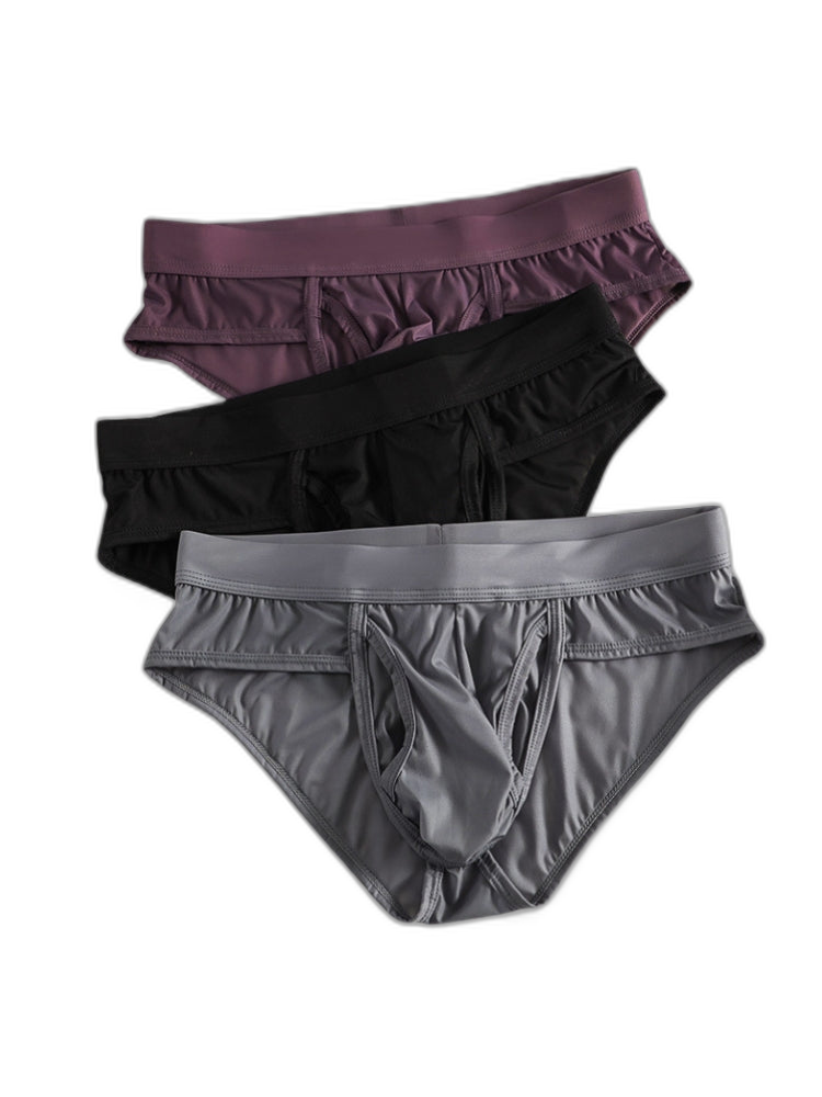 3 Pack Men's Fly Opening Supportive Pouch Stretch Premium Briefs
