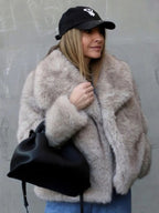 Winter Plush Coat Fashion Warm Thicken Fluffy Lapel Jacket Outwear Casual Long Sleeve Tops Womens Clothing