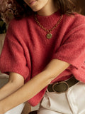 Retro Crew-neck Short-sleeve Sweater Top