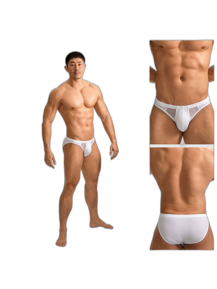 2 Pack Men's Sheer Mesh Low-Rise Sexy Ice Silk Briefs