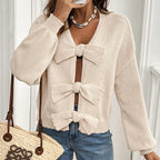 Minimalist Bowknot Matching Niche Knitted Jacket