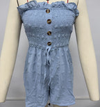 Fashion Solid Color Off-shoulder Women's Jumpsuit