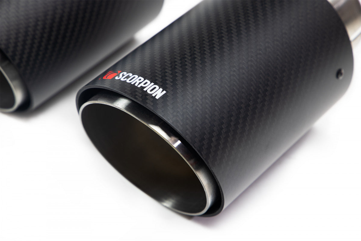 SCORPION EXHAUSTS - REPLACEMENT CARBON ASCARI TIPS FOR SCORPION EXHAUST - TWIN 90MM