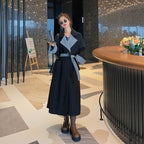 New Loose Mid-length Contrast Stitching Woolen Coat