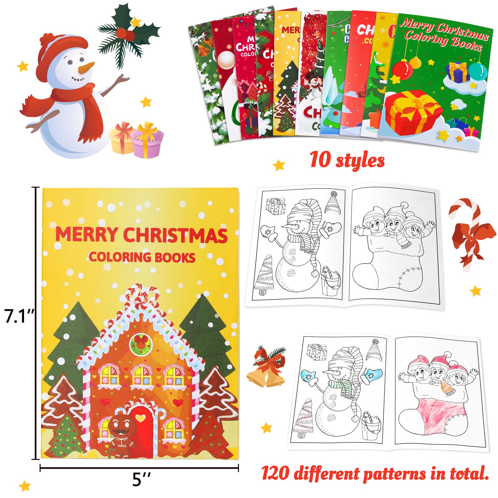 90shine 54Pcs Christmas Coloring Books for Kids Bulk — Stockings, Goodie Bags & Holiday Party Favors