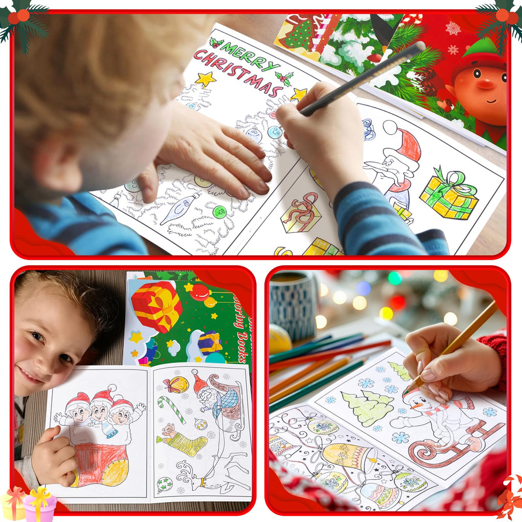 90shine 54Pcs Christmas Coloring Books for Kids Bulk — Stockings, Goodie Bags & Holiday Party Favors