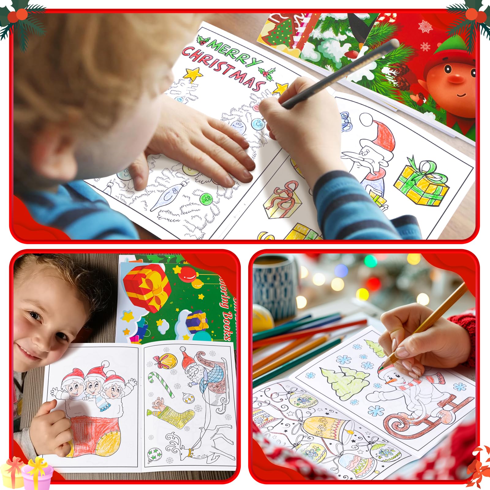 90shine 54Pcs Christmas Coloring Books for Kids Bulk — Stockings, Goodie Bags & Holiday Party Favors