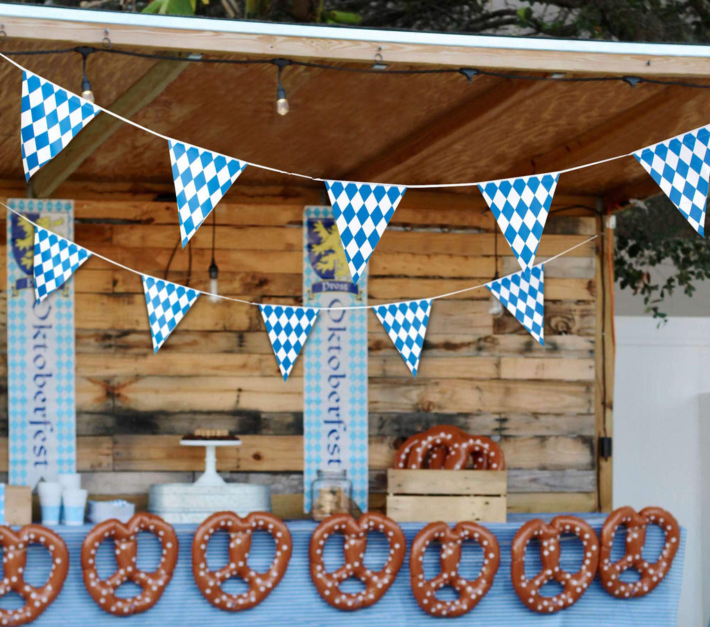 90shine 230ft Oktoberfest Bavarian Pennant Banner | Double-Sided Flags for German Party Decor