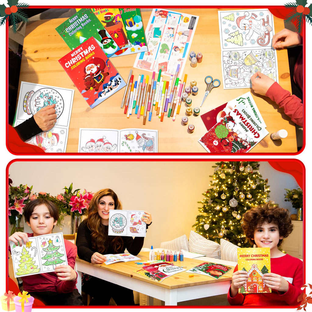 90shine 54Pcs Christmas Coloring Books for Kids Bulk — Stockings, Goodie Bags & Holiday Party Favors