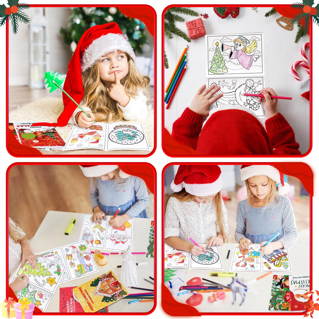 90shine 54Pcs Christmas Coloring Books for Kids Bulk — Stockings, Goodie Bags & Holiday Party Favors