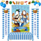 90shine 13Pcs Oktoberfest Decorations Set – Bavarian Backdrop, Door Banners, Garland & Balloons