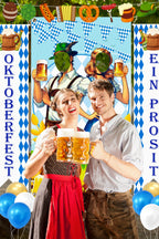 90shine 13Pcs Oktoberfest Decorations Set – Bavarian Backdrop, Door Banners, Garland & Balloons