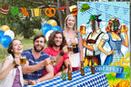 90shine 13Pcs Oktoberfest Decorations Set – Bavarian Backdrop, Door Banners, Garland & Balloons