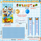 90shine 13Pcs Oktoberfest Decorations Set – Bavarian Backdrop, Door Banners, Garland & Balloons