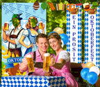 90shine 13Pcs Oktoberfest Decorations Set – Bavarian Backdrop, Door Banners, Garland & Balloons