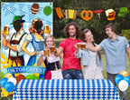 90shine 13Pcs Oktoberfest Decorations Set – Bavarian Backdrop, Door Banners, Garland & Balloons