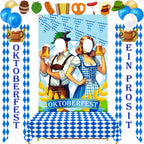 90shine 13Pcs Oktoberfest Decorations Set – Bavarian Backdrop, Door Banners, Garland & Balloons