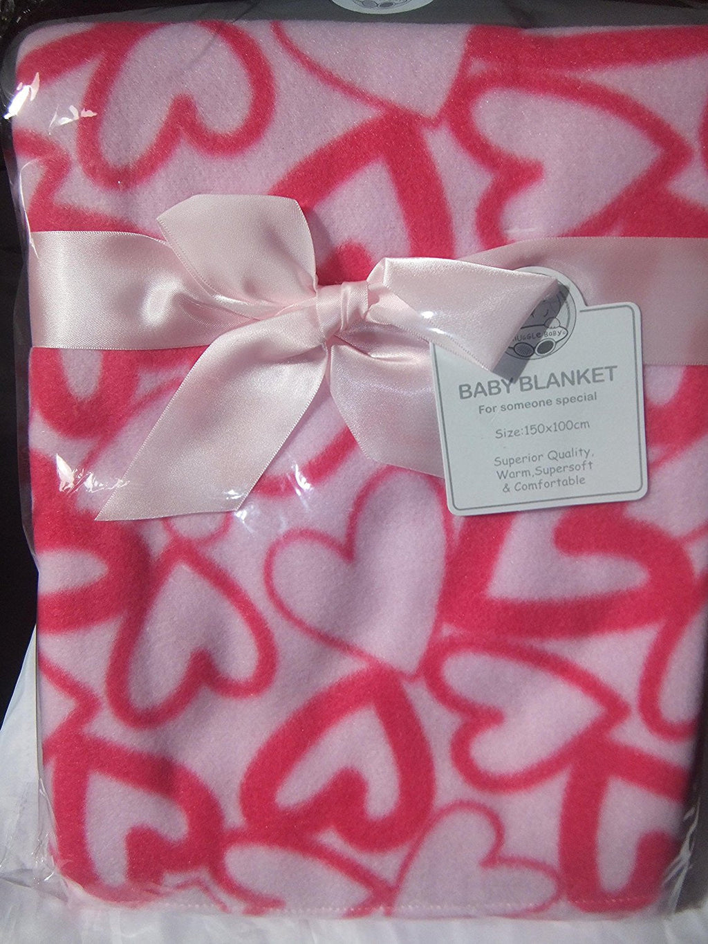Pink Hearts Baby Cot Blanket by Nursery Time 100x150cm