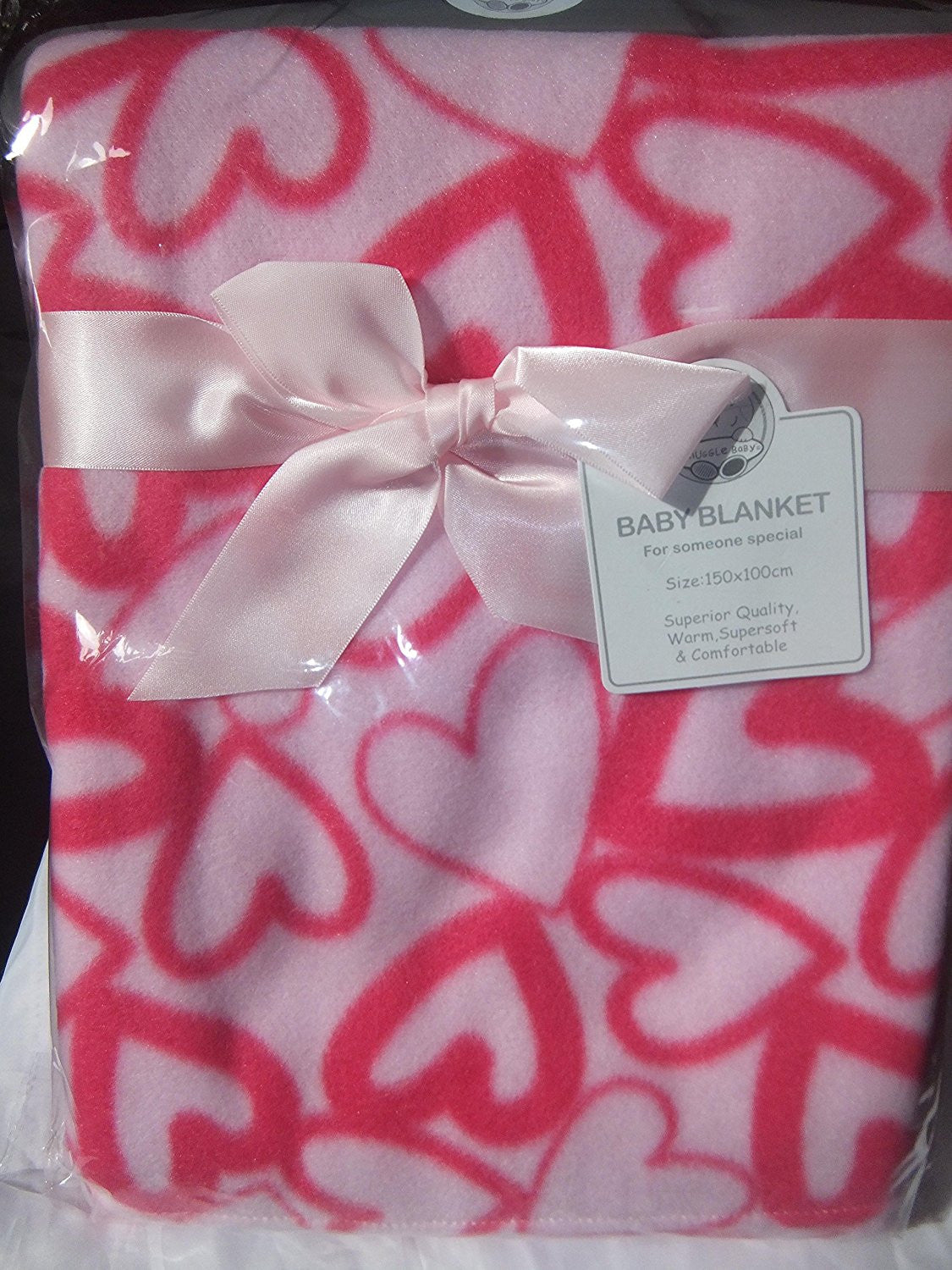 Pink Hearts Baby Cot Blanket by Nursery Time 100x150cm
