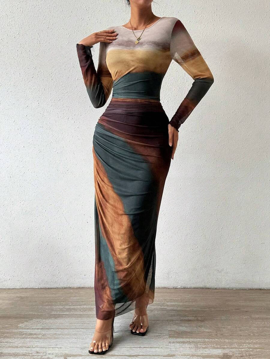 Women's Color-Block Dye-Effect Dress