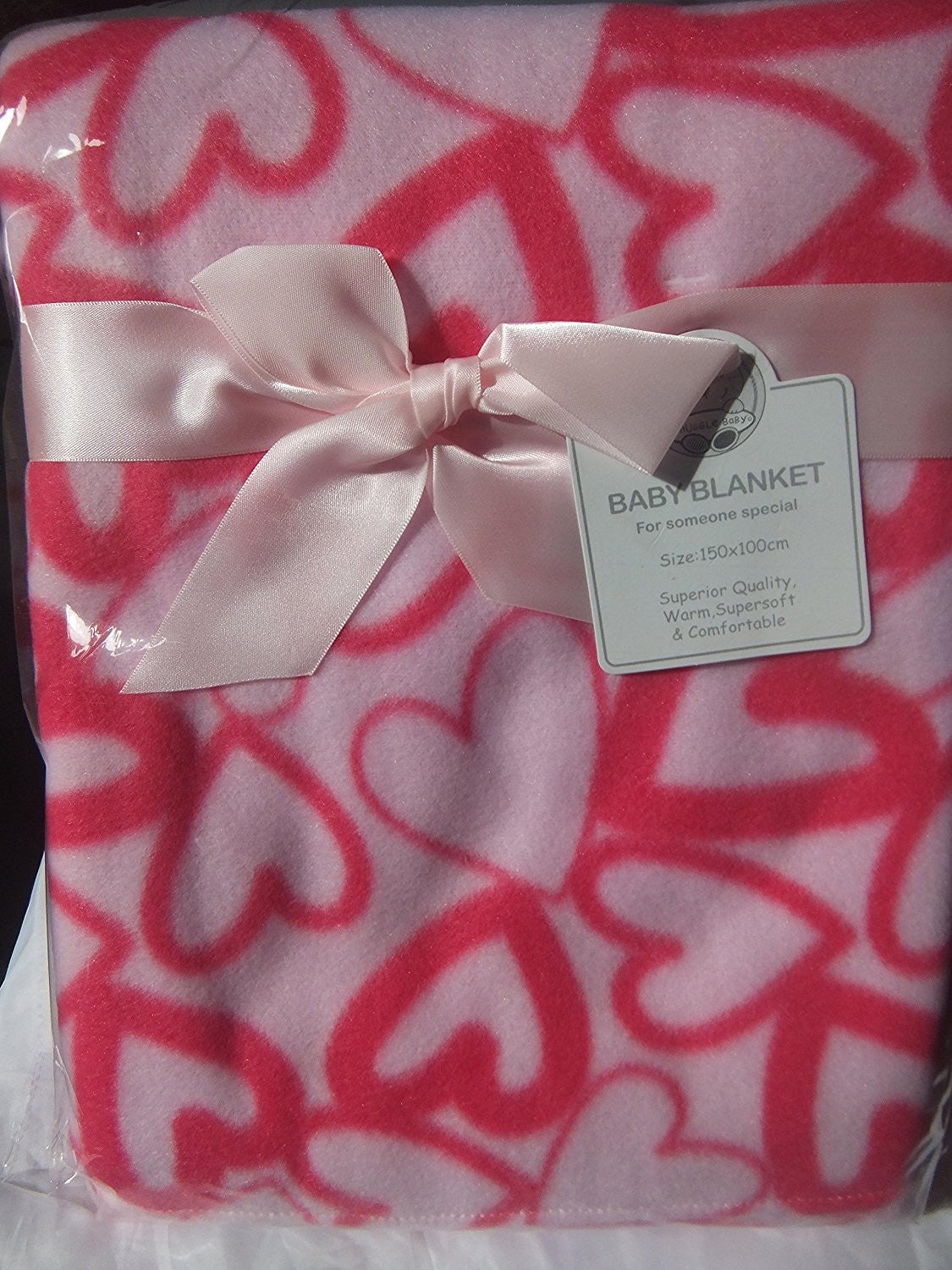 Pink Hearts Baby Cot Blanket by Nursery Time 100x150cm