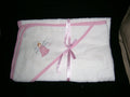 baby girl white pink gingham edged embroided fairy mottif hooded towel size30"x30"