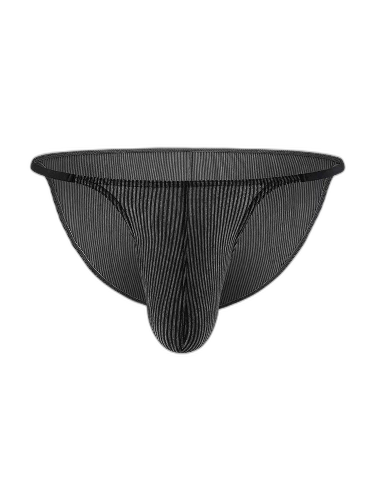 3 Pack Men's Low Rise Striped Camisole Briefs with Raised Pockets