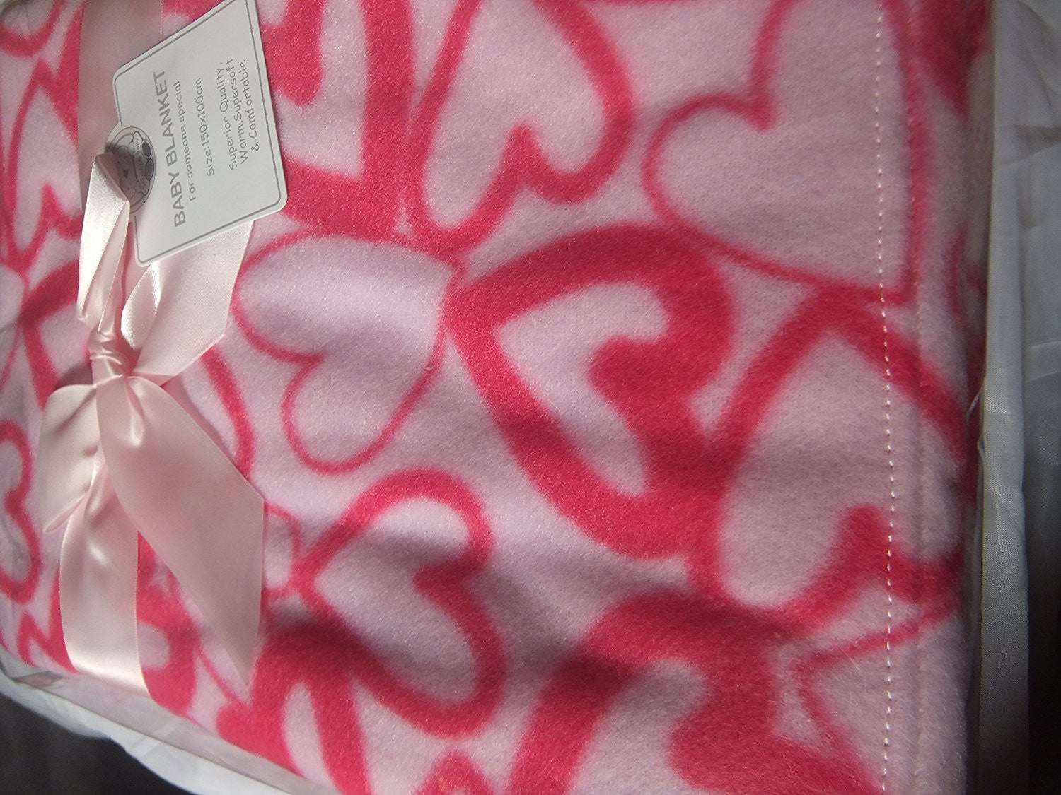 Pink Hearts Baby Cot Blanket by Nursery Time 100x150cm