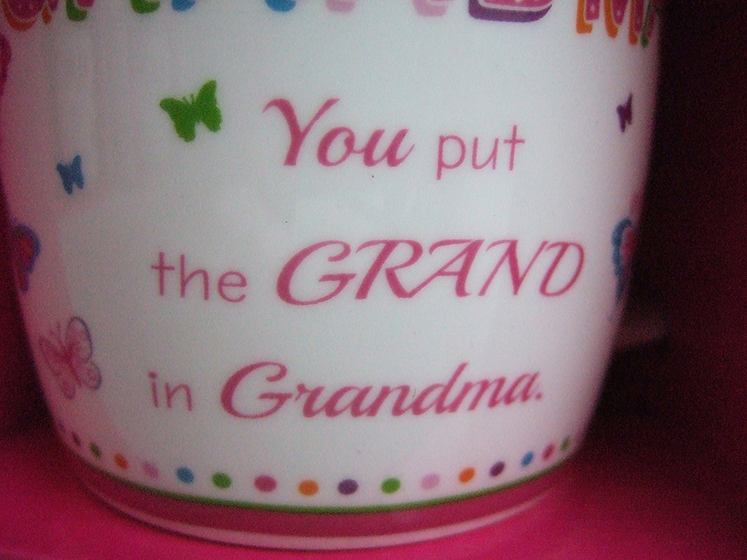 Grandma Pink Butterfly Pattern Sentimental Mug