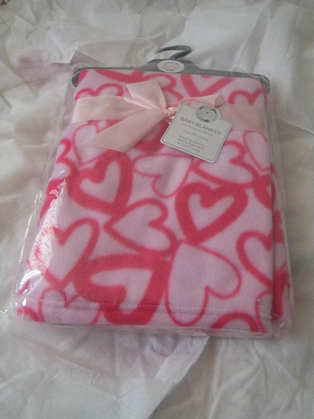Pink Hearts Baby Cot Blanket by Nursery Time 100x150cm
