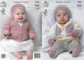 King Cole 3988 Knitting Pattern Baby Matinee Coat, Cardigan and Hats to knit in King Cole Bamboo Cotton 4 Ply