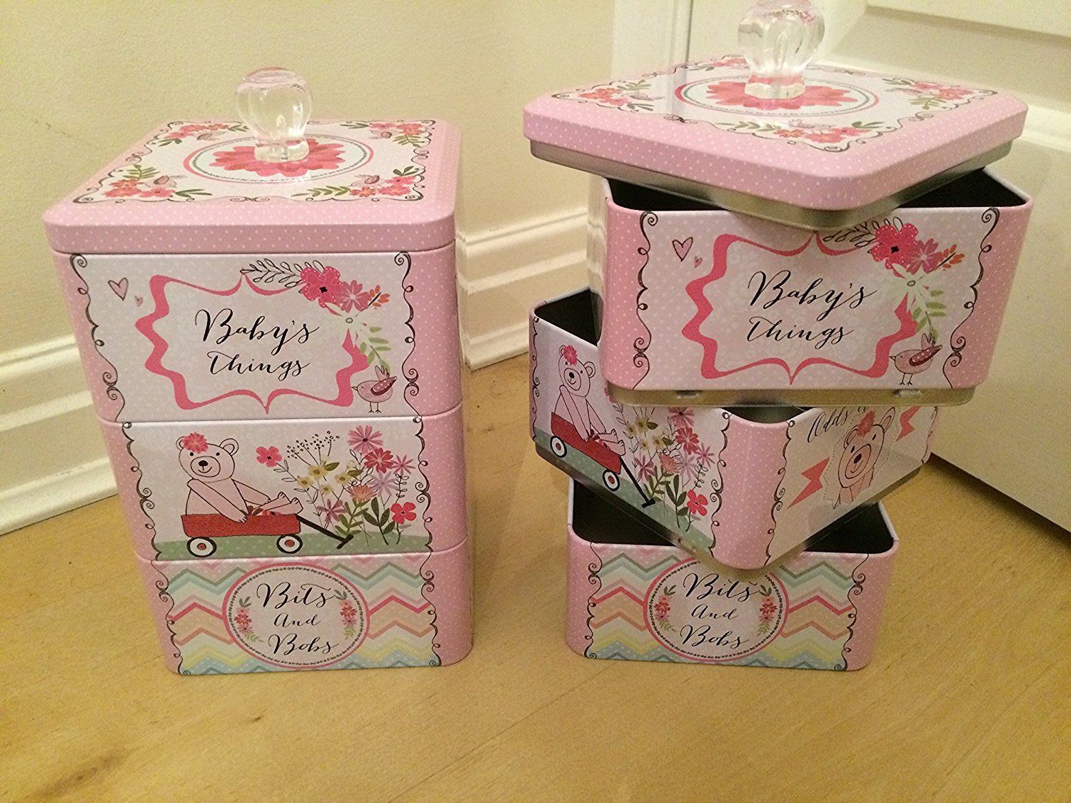 Peel & Sardine "Baby Girl Things Bear" Stacking Tin