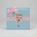 baby photo album blue polkadot and ribon front
