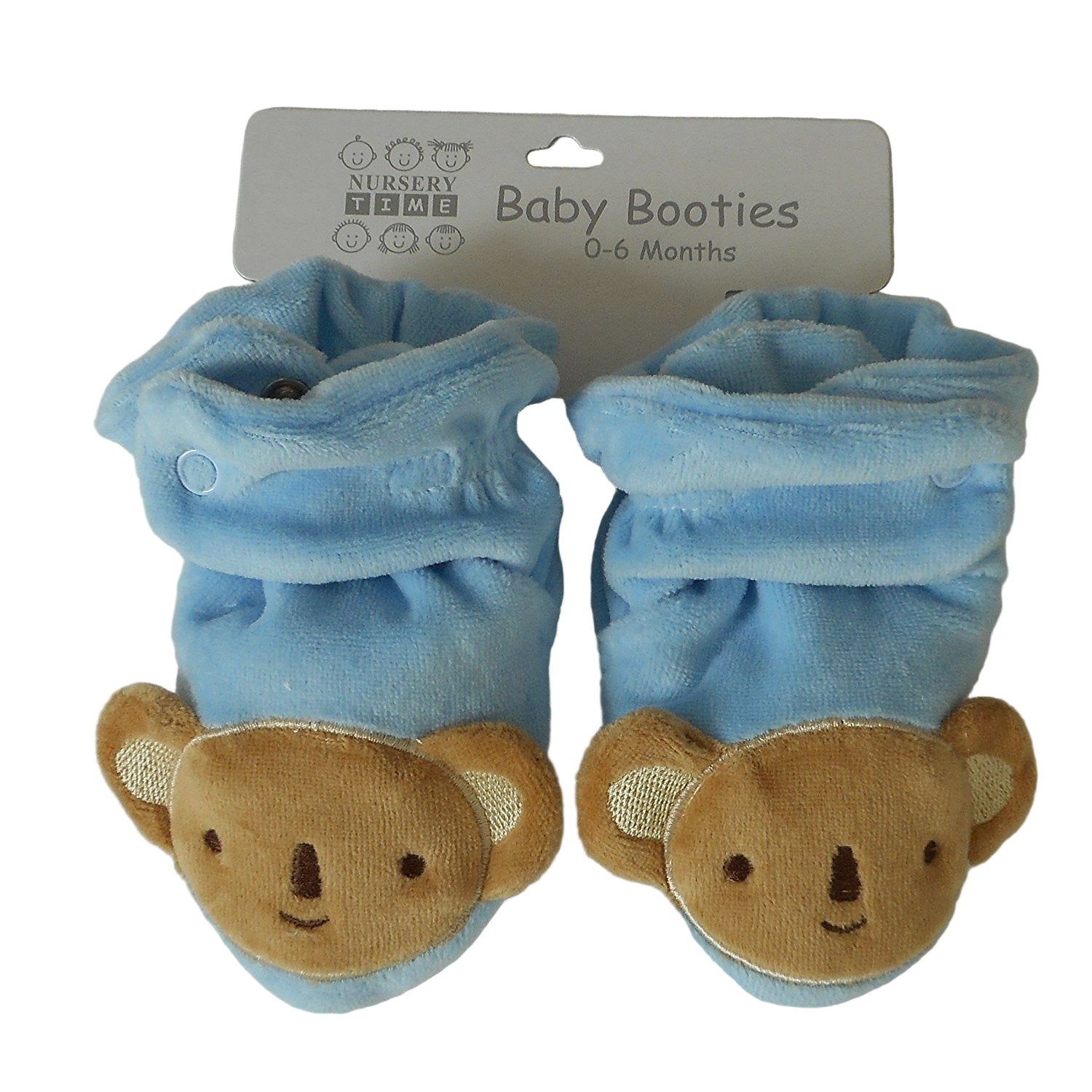 Pair of Slippers Teddy Bear Baby Birth with Velvet Blue 0  6 Months
