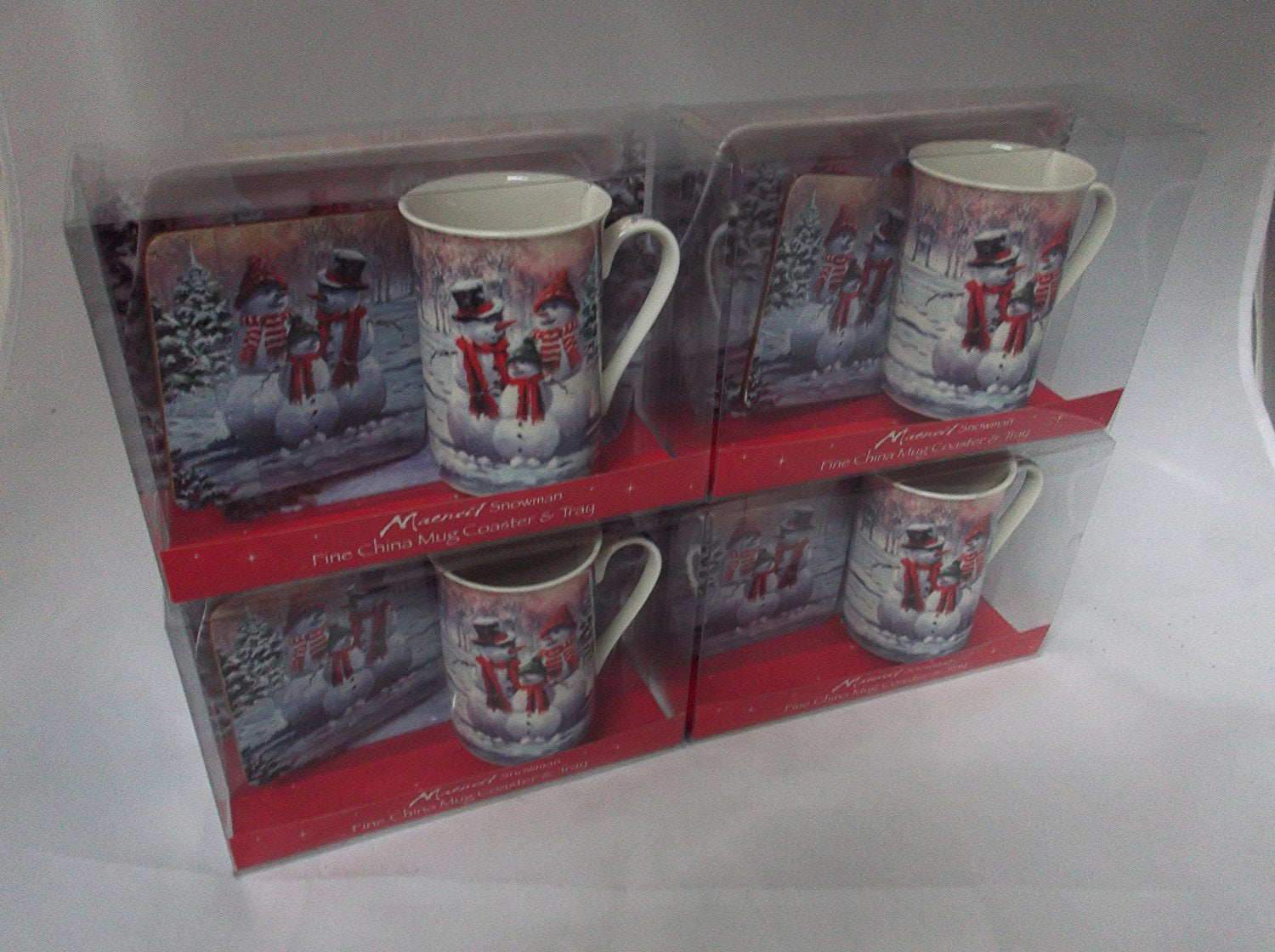 Christmas Snowman fine bone china set includes - mug coaster & tray