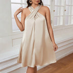 Women's Mid-Length Satin Sling Nightdress