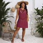 Womens Hand-Crocheted Patchwork Vest Dress Beach Bikini Cover-Up