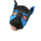 Mr S Leather NEOPRENE FRISKY Puppy Hood | Black & Cobalt
