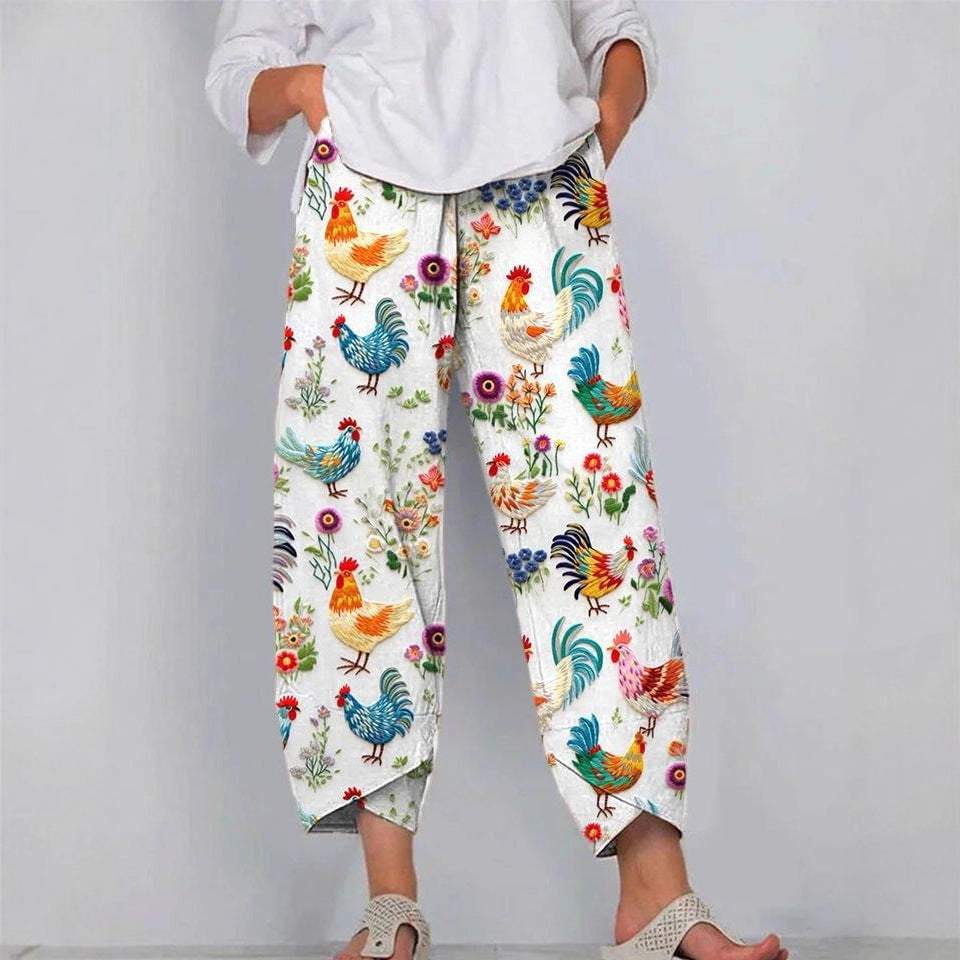 Minimalist Women's Pants Featuring A Patchwork Animal-print Design