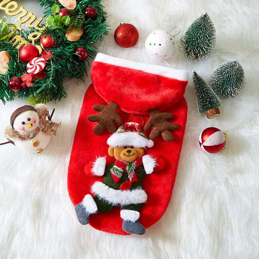 Pet Christmas Costumes Flannel Material Suitable For Small Cats And Dogs