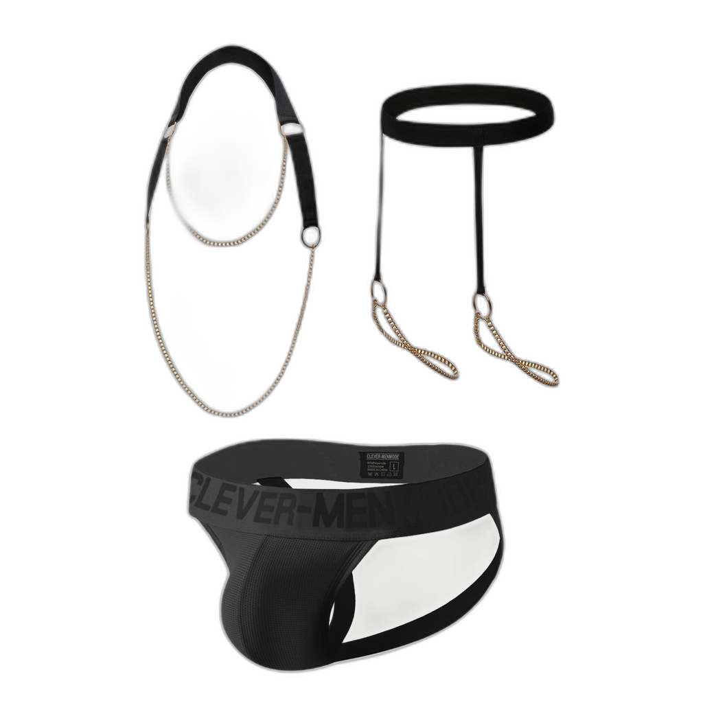 Full Body Elastic Harness with Chains & Jockstrap