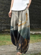 Womens Casual Loose-fitting Printed Pants